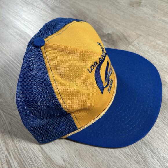 Vintage 1980s Los Angeles Rams Hat Snapback NFL Football Blue Yelow Trucker Cap - Picture 7 of 8